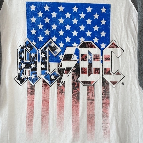 AC/DC USA Flag Raglan Graphic T-Shirt - Picture 2 of 4